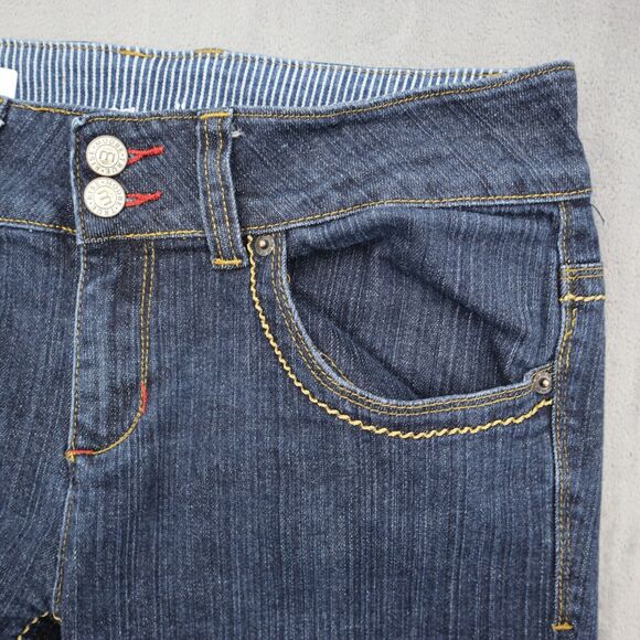 Modbe Pants Womens 12 Blue Bootcut Mid Rise Button Pocket Dark Wash Denim Jeans - Picture 10 of 16